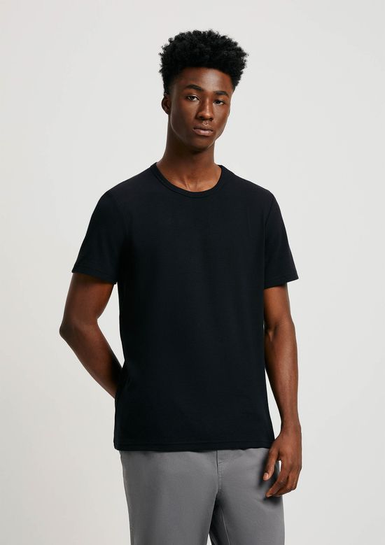 Foto do produto: Camiseta Básica Masculina Slim Em Ribana Orla - Preto