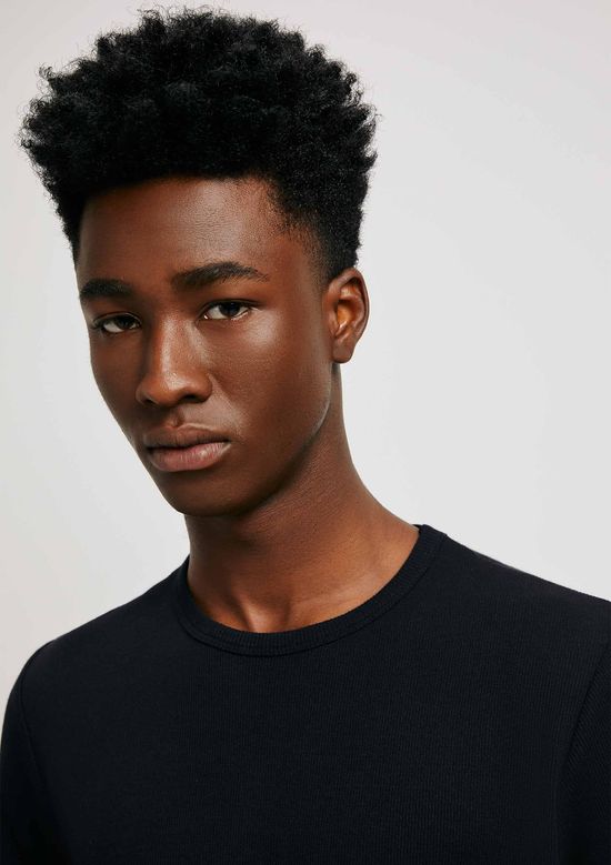 Foto do produto: Camiseta Básica Masculina Slim Em Ribana Orla - Preto