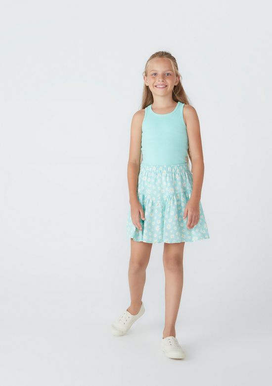 Foto do produto: Saia Shorts Infantil Estampada Floral - Verde