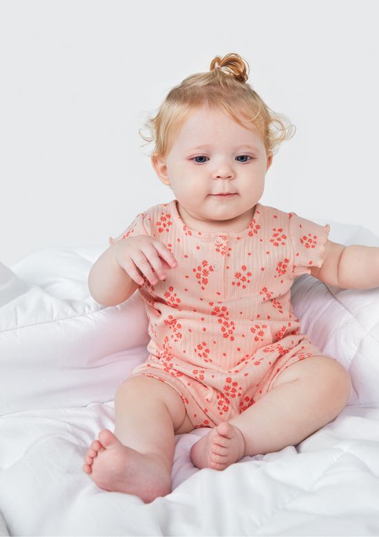 Foto do produto: Macacão Banho De Sol Bebê Menina Com Babados - Laranja