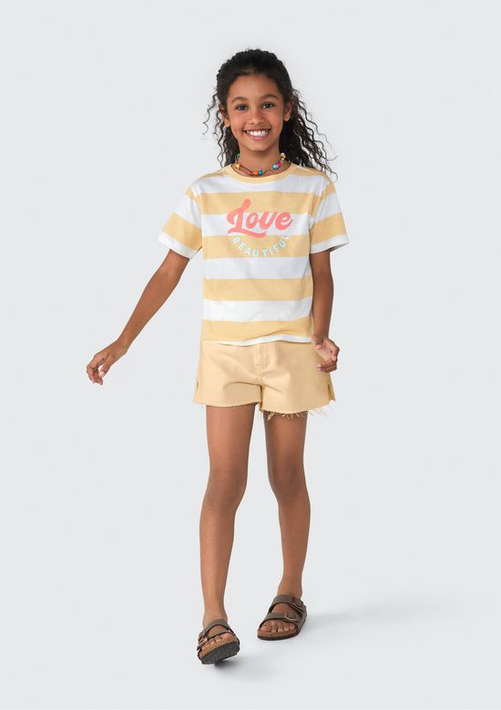 Foto do produto: Shorts Infantil Menina Em Sarja - Bege