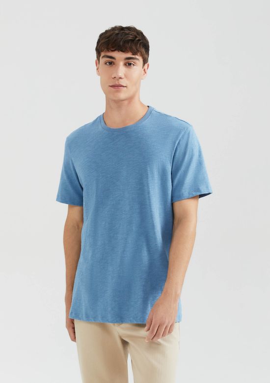 Foto do produto: Camiseta Masculina Comfort Em Malha Flamê - Azul