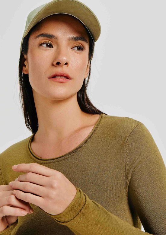 Foto do produto: Blusa Feminina Manga Longa Slim Em Tricô Leve - Verde