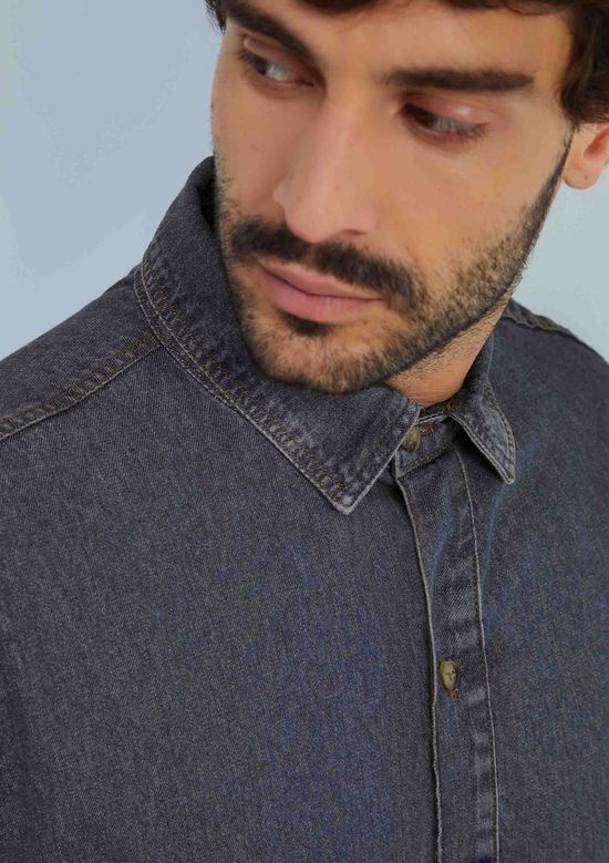 Foto do produto: Camisa Jeans Masculina Manga Longa - Azul