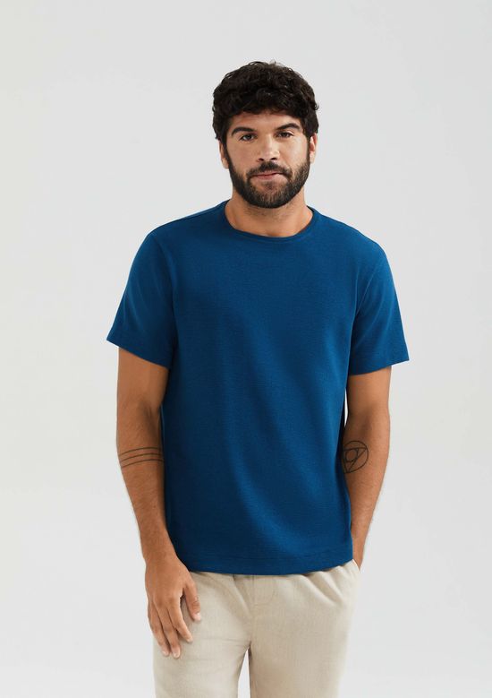 Foto do produto: Camiseta Masculina Comfort Em Malha Texturizada - Azul