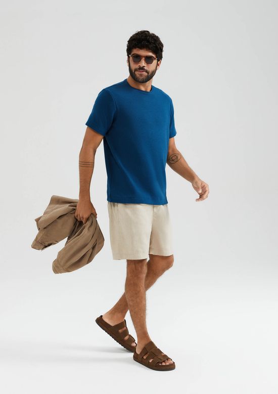 Foto do produto: Camiseta Masculina Comfort Em Malha Texturizada - Azul