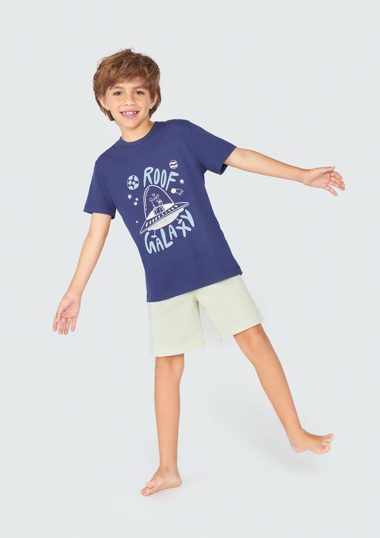 Foto do produto: Pijama Infantil Menino Curto Com Estampa - Azul