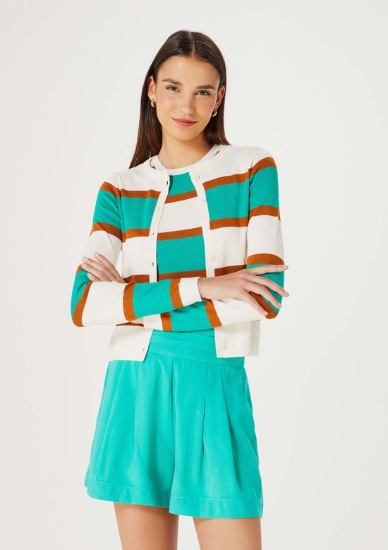 Foto do produto: Cardigan Feminino Listrado Em Tricô - Verde