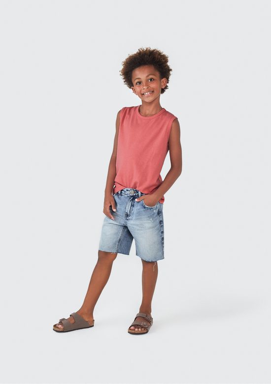 Foto do produto: Bermuda Jeans Infantil Menino Reta - Azul