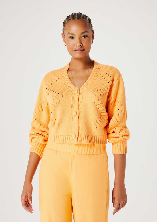 Foto do produto: Cardigan Feminino Em Tricô - Laranja