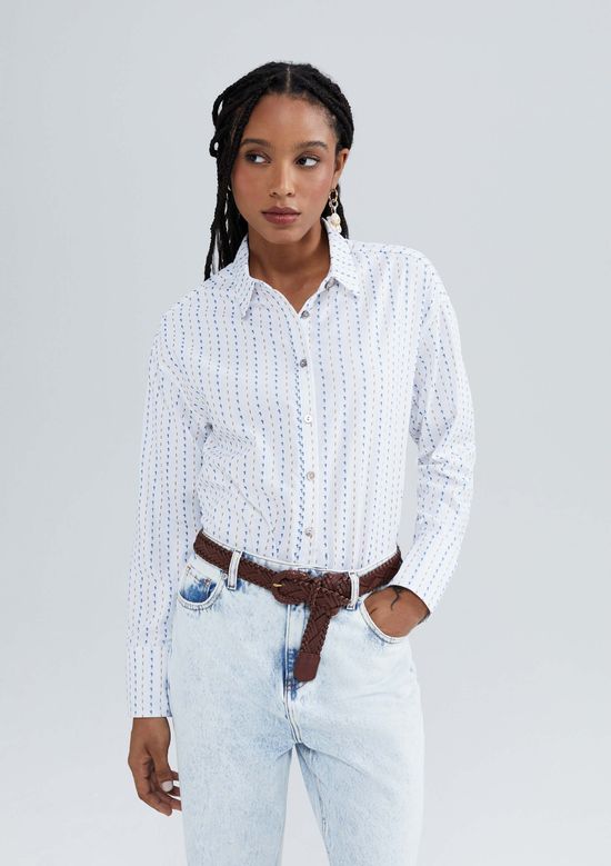 Foto do produto: Camisa Feminina Manga Longa Alongada - Off white