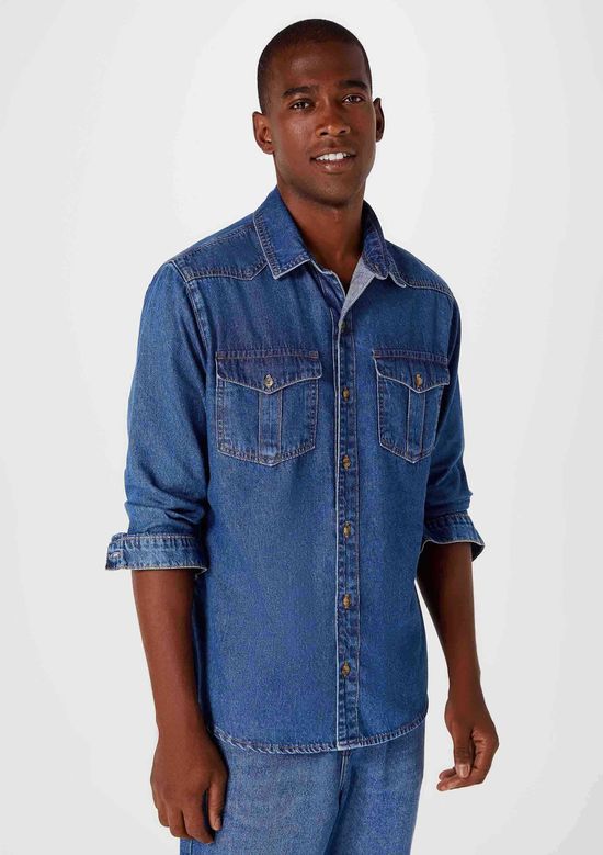 Foto do produto: Camisa Jeans Masculina Manga Longa - Azul