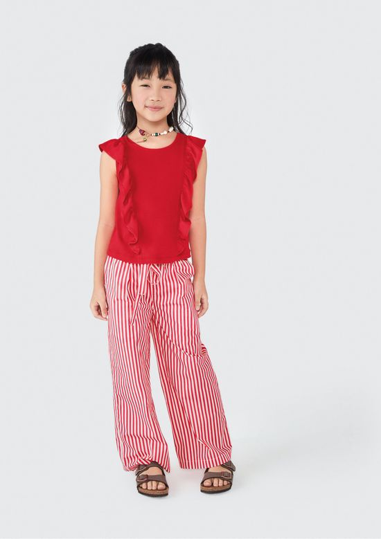 Foto do produto: Blusa Cropped Infantil Menina Com Babados - Vermelho