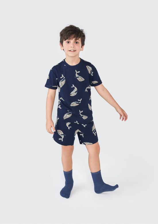 Foto do produto: Pijama Curto Infantil Menino Que Brilha no Escuro - Azul