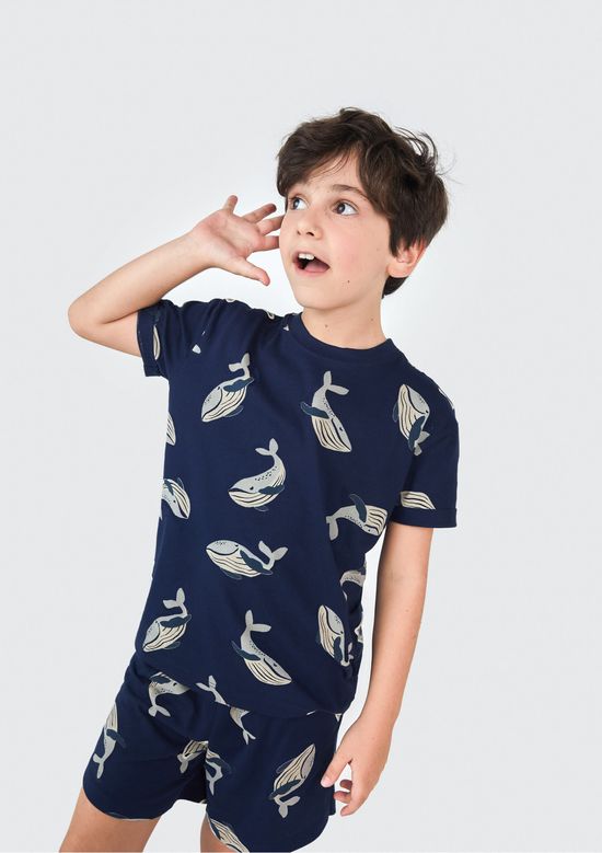 Foto do produto: Pijama Curto Infantil Menino Que Brilha no Escuro - Azul