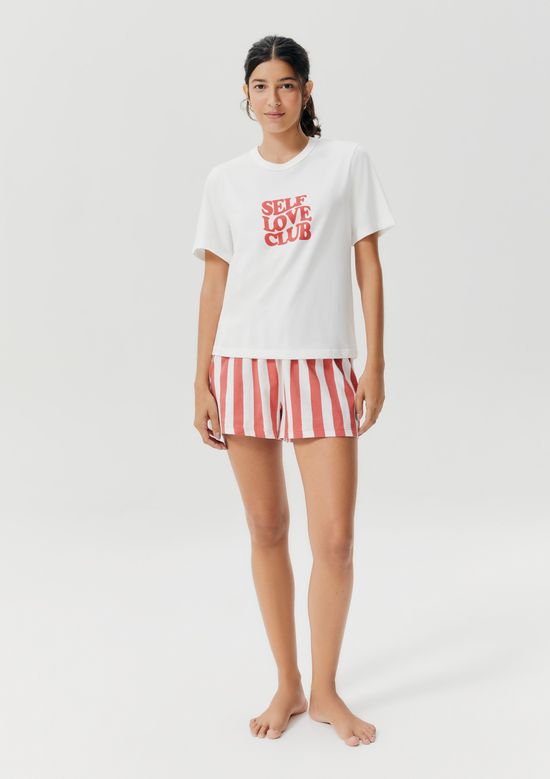 Foto do produto: Pijama Curto Feminino + Saquinho - Off white