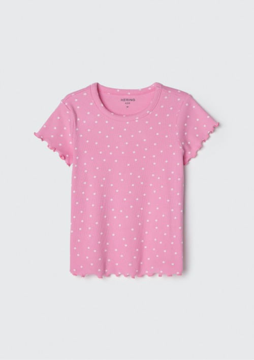 Foto do produto: Blusa Infantil Menina Manga Curta Em Ribana Estampada - Rosa