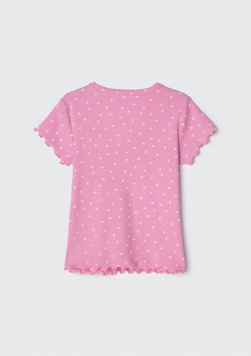 Foto do produto: Blusa Infantil Menina Manga Curta Em Ribana Estampada - Rosa