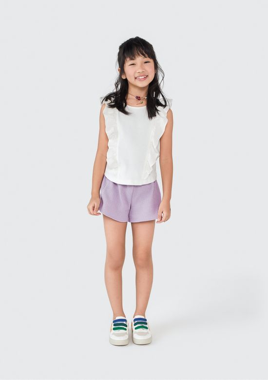 Foto do produto: Blusa Cropped Infantil Menina Com Babados - Off white