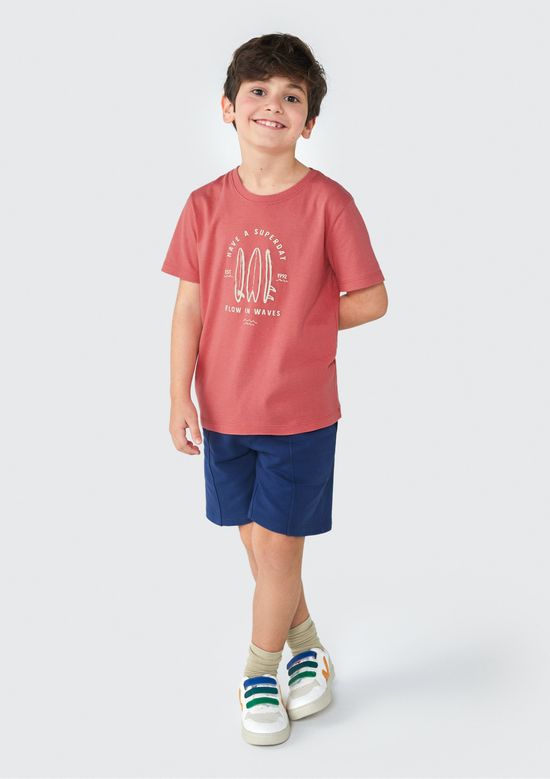 Foto do produto: Camiseta Infantil Menino Manga Curta Com Estampa - Vermelho