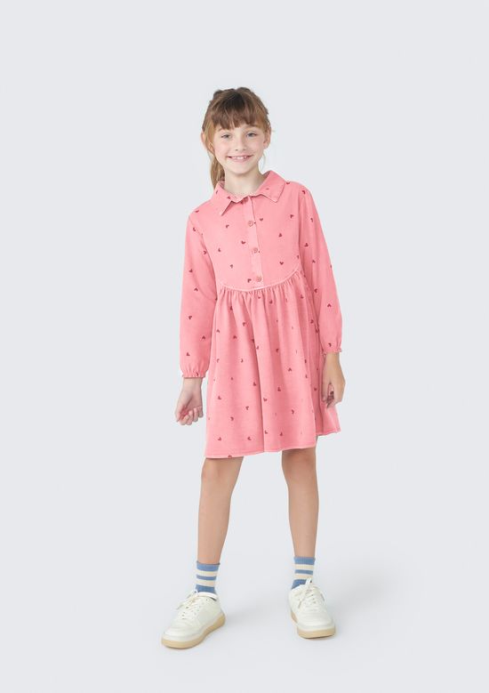 Foto do produto: Vestido Infantil Manga Longa Com Babados - Rosa