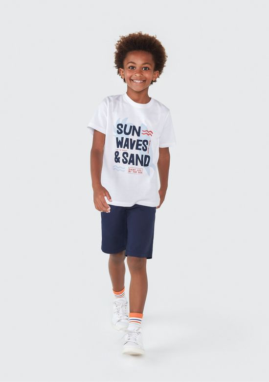 Foto do produto: Camiseta Infantil Menino Manga Curta Com Estampa - Branco