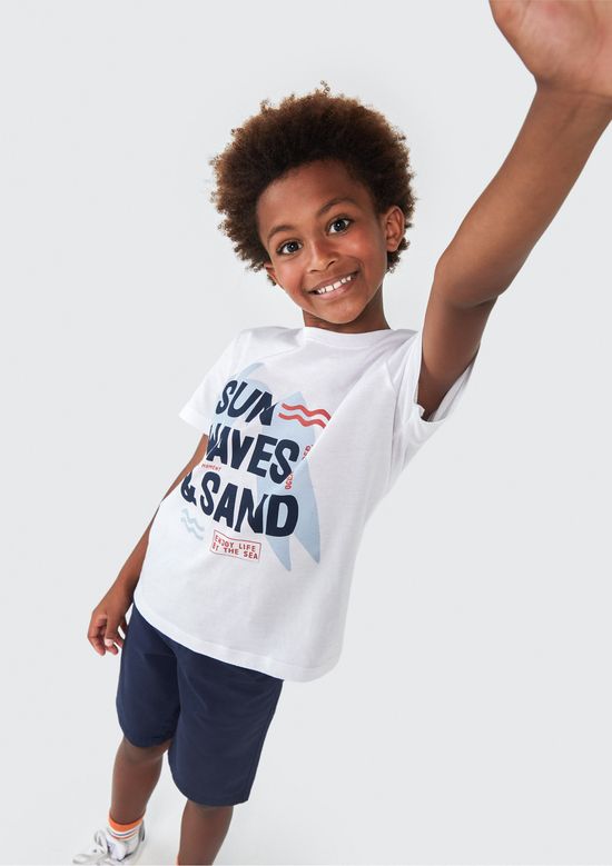 Foto do produto: Camiseta Infantil Menino Manga Curta Com Estampa - Branco