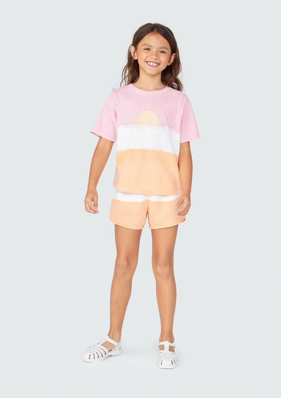 Foto do produto: Shorts Infantil Menina Em Moletinho Dip Dye - Rosa