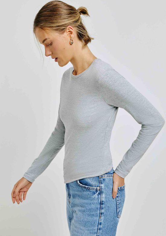 Foto do produto: Blusa Básica Feminina Manga Longa Slim - Cinza