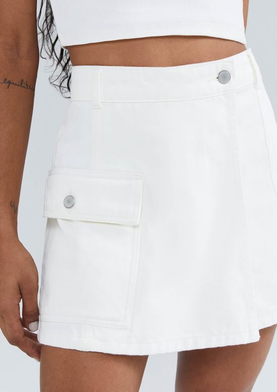 Foto do produto: Shorts Saia Feminino Cargo Em Sarja - Off white