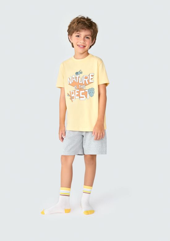 Foto do produto: Pijama Infantil Menino Curto Com Estampa - Amarelo