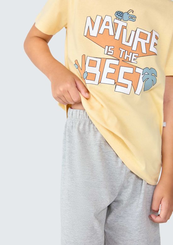 Foto do produto: Pijama Infantil Menino Curto Com Estampa - Amarelo