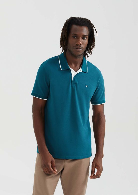 Foto do produto: Camisa Polo Básica Masculina Em Piquet Com Bordado - Verde