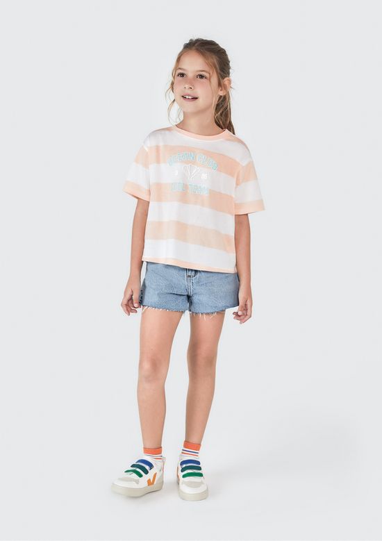 Foto do produto: Blusa Infantil Menina Manga Curta Com Estampa - Rosa