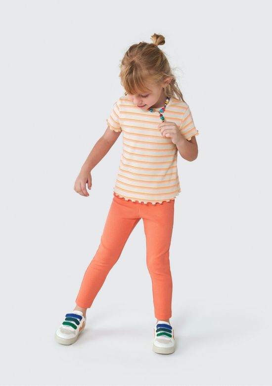 Foto do produto: Calça Básica Legging Infantil Toddler Em Ribana - Laranja