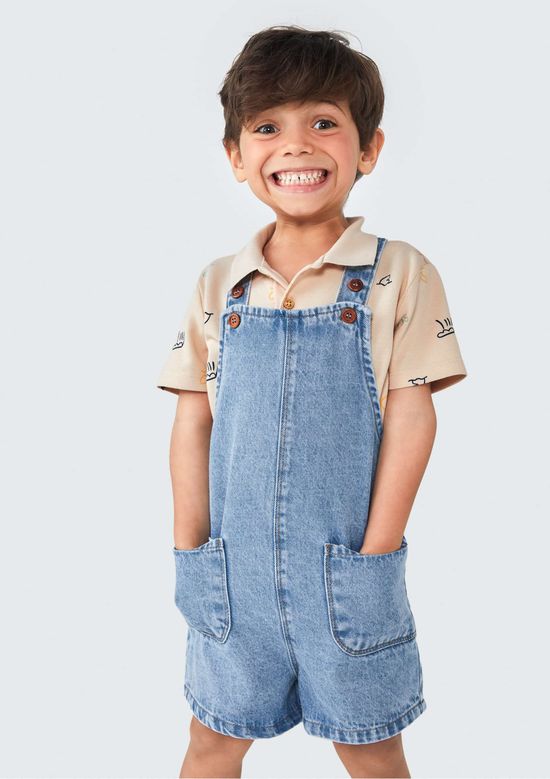 Foto do produto: Jardineira Jeans Infantil Unissex Toddler - Azul