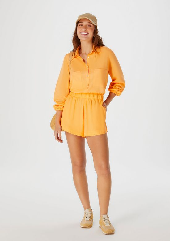 Foto do produto: Shorts Feminino Cintura Alta Com Elástico - Laranja