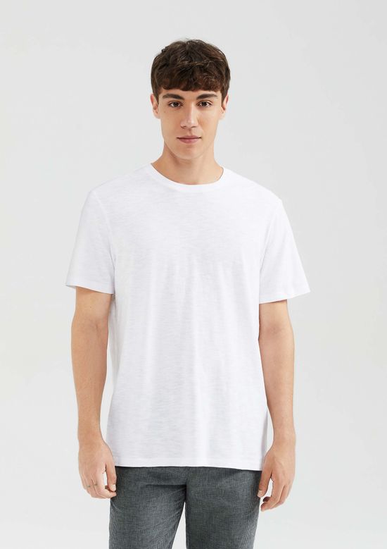 Foto do produto: Camiseta Masculina Comfort Em Malha Flamê - Branco