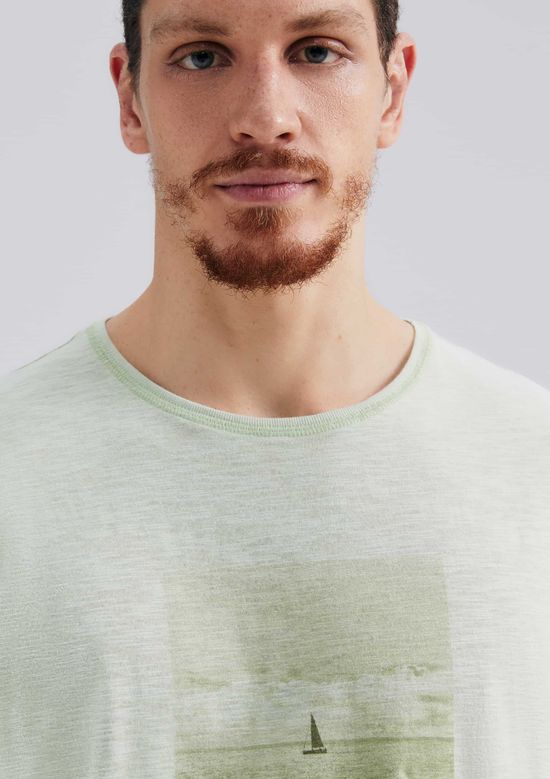 Foto do produto: Camiseta Masculina Em Malha Flamê Com Estampa - Verde