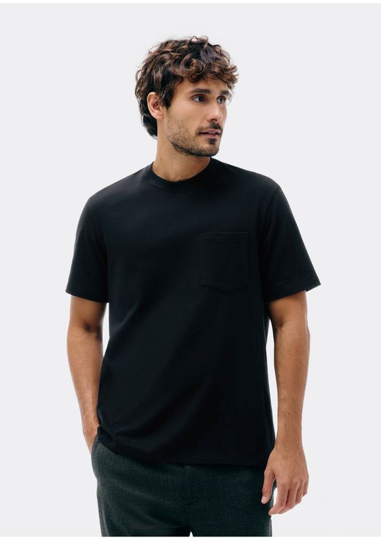 Foto do produto: Camiseta Básica Masculina Comfort Super Cotton Com Bolso - Preto