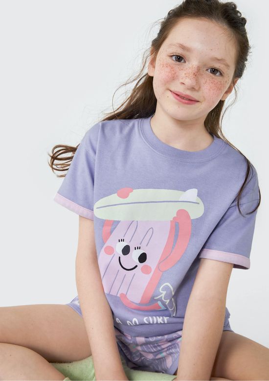 Foto do produto: Pijama Curto Infantil Menina Que Brilha no Escuro - Roxo