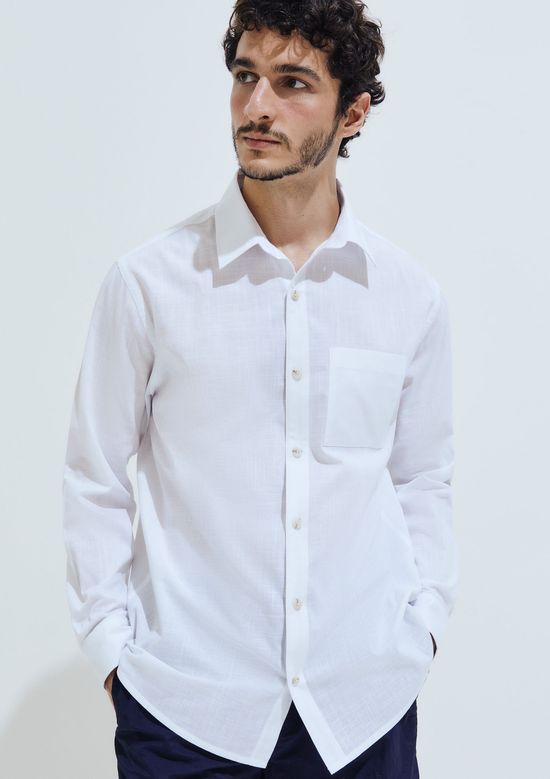 Foto do produto: Camisa Masculina Manga Longa Flamê - Branco