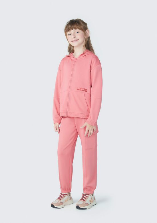 Foto do produto: Calça Infantil Menina Jogger Em Moletom - Rosa