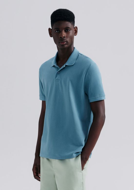 Foto do produto: Camisa Polo Básica Masculina Manga Curta Em Piquet - Azul