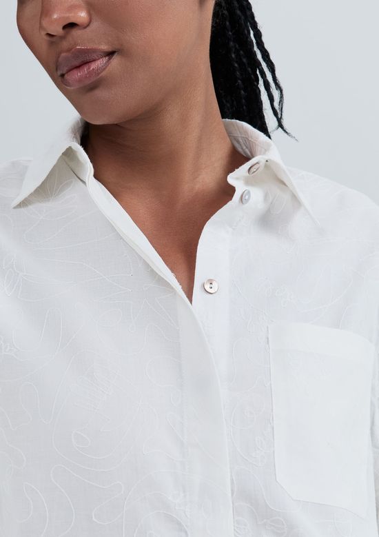 Foto do produto: Camisa Feminina Manga 3/4 Bordada - Off white