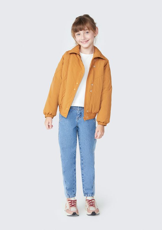 Foto do produto: Jaqueta Puffer Infantil Menina Gola Alta - Marrom