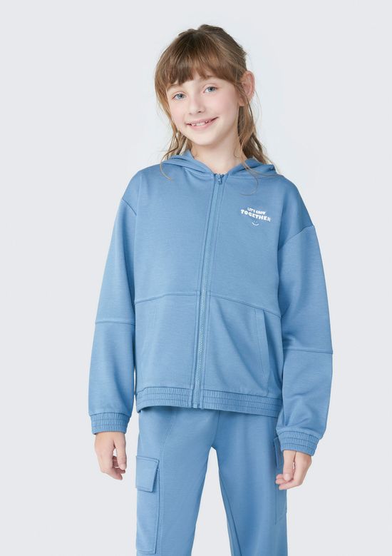 Foto do produto: Jaqueta de Moletom Infantil Menina Com Capuz - Azul