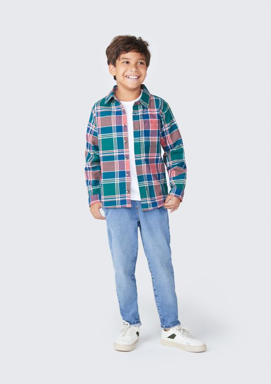 Foto do produto: Camisa Infantil Menino Manga Longa Xadrez - Azul