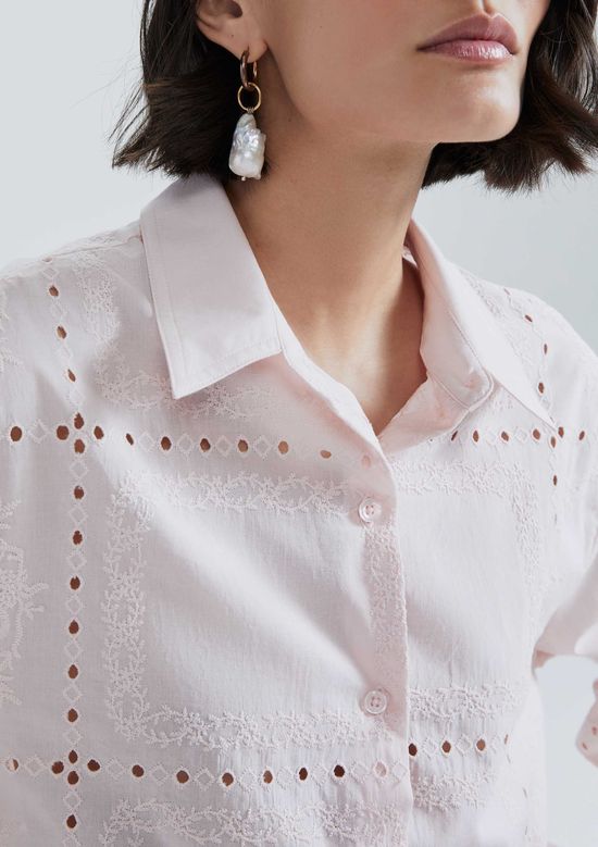 Foto do produto: Camisa Feminina Manga Longa Em Laise - Rosa