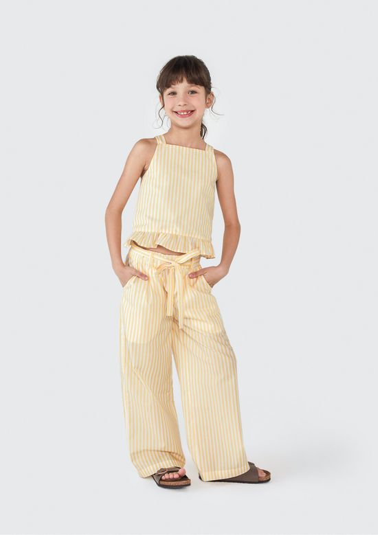 Foto do produto: Calça Infantil Menina Reta Em Fio Tinto - Amarelo